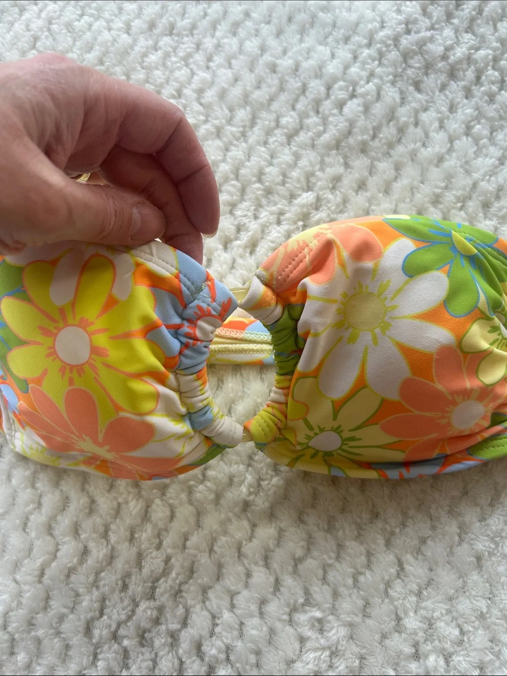 wild fable Floral Bandeau Bikini Top - Orange, Yellow, Green, White